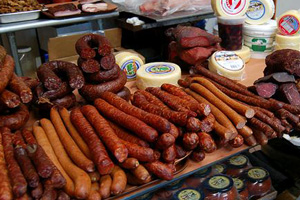 european meat, European deli meats, kolbases, salo (pork fat), bacon, salami, sausages in syracuse